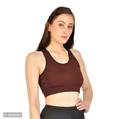 Kopykat Women's Non Padded Wire Free Fourway Lycra Sports Bra (kop-bra-12_Wine Red_Small)-thumb3