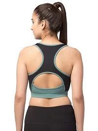 Kopykat Women's Non Padded Wire Free Fourway Karara Lycra Sports Bra (kop-bra-13_Black & Turquoise Green_XX-Large)-thumb1