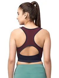 Kopykat Women's Non Padded Wire Free Fourway Karara Lycra Sports Bra (kop-bra-13_Wine & Navy_Medium)-thumb1