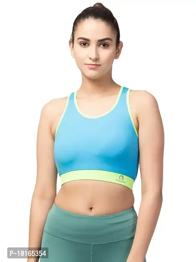 Kopykat Women's Non Padded Wire Free Fourway Lycra Sports Bra (kop-bra-14_Blue_Small)