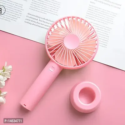 INTROTECH - Mini Fan Portable Hand Fan with Powerful Brushless Motor - Portable, Lightweight,3 Speeds,USB Rechargeable for Indoor and Outdoor Use by Women and Men Table Standing Base Included (Multic-thumb0