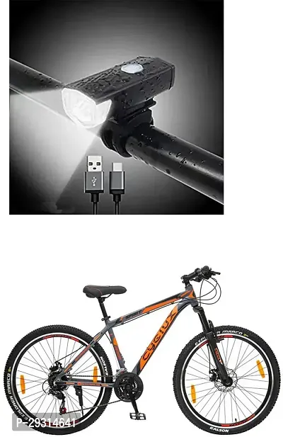 E-Shoppe USB Rechargeable Waterproof Cycle Light, High 300 Lumens Super Bright Headlight Black For CYCLUX SPIRIT-thumb0