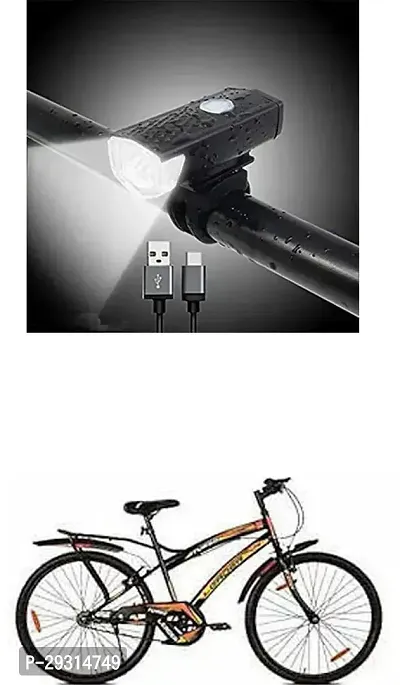 E-Shoppe USB Rechargeable Waterproof Cycle Light, High 300 Lumens Super Bright Headlight Black For Leader Turbo 26T IBC