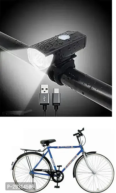 E-Shoppe USB Rechargeable Waterproof Cycle Light, High 300 Lumens Super Bright Headlight Black For SLR 26T