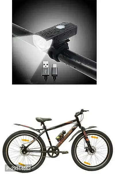 E-Shoppe USB Rechargeable Waterproof Cycle Light, High 300 Lumens Super Bright Headlight Black For FX220