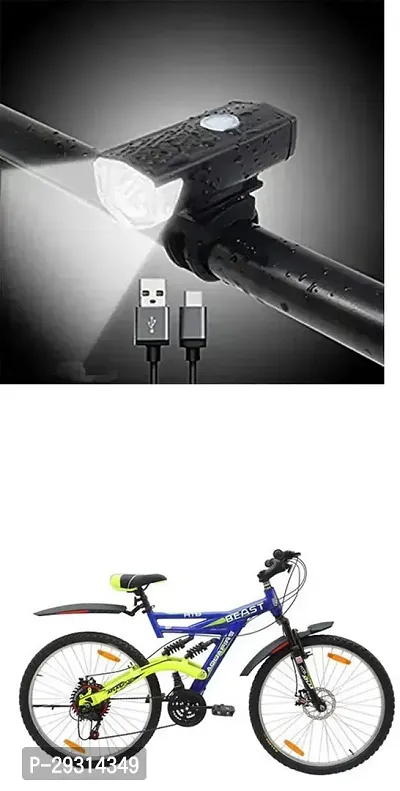 E-Shoppe USB Rechargeable Waterproof Cycle Light, High 300 Lumens Super Bright Headlight Black For Atb Beast T Shox 26T-thumb0