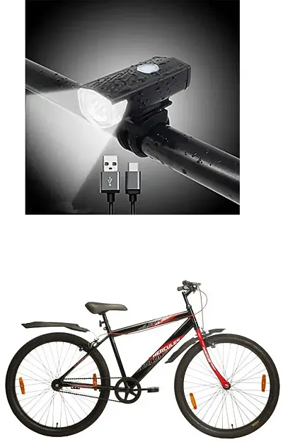 E-Shoppe USB Rechargeable Waterproof Cycle Light, High 300 Lumens Super Bright Headlight Black For Wildrock