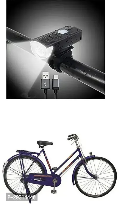 E-Shoppe USB Rechargeable Waterproof Cycle Light, High 300 Lumens Super Bright Headlight Black For Goldline Super Pbar 50 Cm