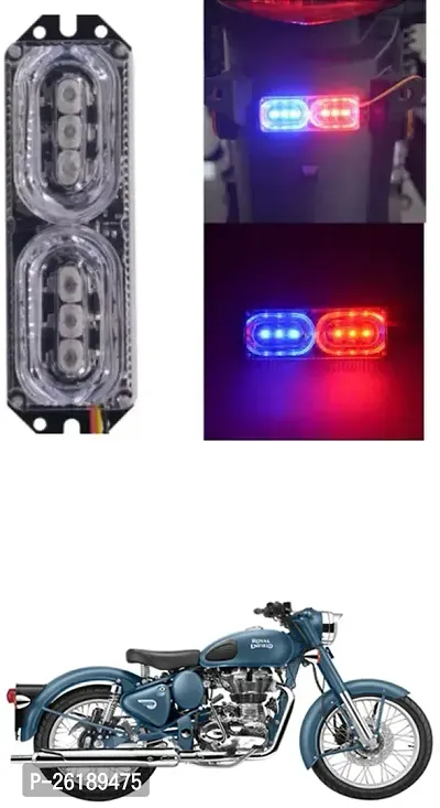 Bike/Scooty License Plate Brake Tail LED Police Red and Blue For Royal Enfield Squadron Blue