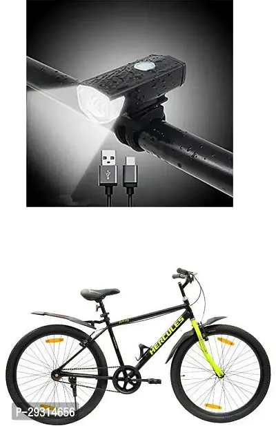 E-Shoppe USB Rechargeable Waterproof Cycle Light, High 300 Lumens Super Bright Headlight Black For Flare city