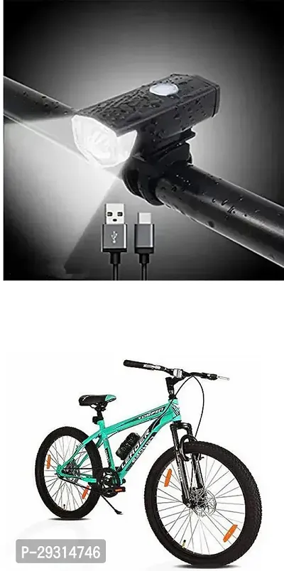 E-Shoppe USB Rechargeable Waterproof Cycle Light, High 300 Lumens Super Bright Headlight Black For Leader TORFIN 26T with Front Su-thumb0