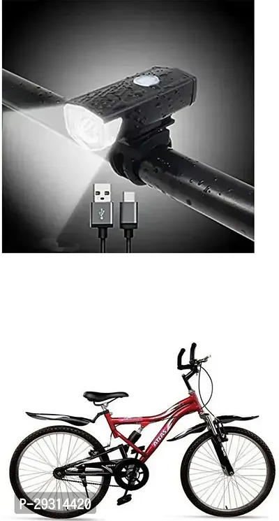 E-Shoppe USB Rechargeable Waterproof Cycle Light, High 300 Lumens Super Bright Headlight Black For Galaxy 24T-thumb0