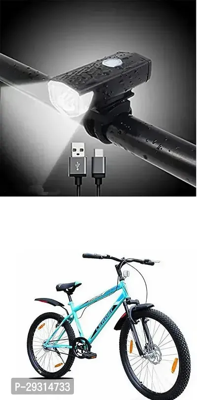 E-Shoppe USB Rechargeable Waterproof Cycle Light, High 300 Lumens Super Bright Headlight Black For Leader Scout 26T Front Suspension-thumb0