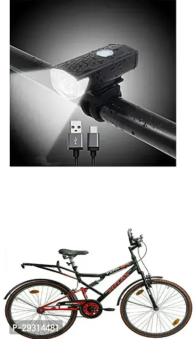 E-Shoppe USB Rechargeable Waterproof Cycle Light, High 300 Lumens Super Bright Headlight Black For Peak 26T-thumb0