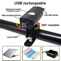 E-Shoppe USB Rechargeable Waterproof Cycle Light, High 300 Lumens Super Bright Headlight Black For Volut Dshox Ibc 26T-thumb1