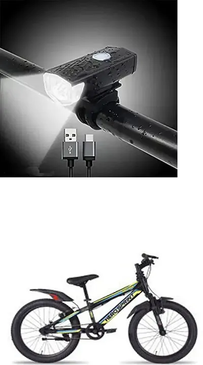 E-Shoppe USB Rechargeable Waterproof Cycle Light, High 300 Lumens Super Bright Headlight Black For VOLTAGE
