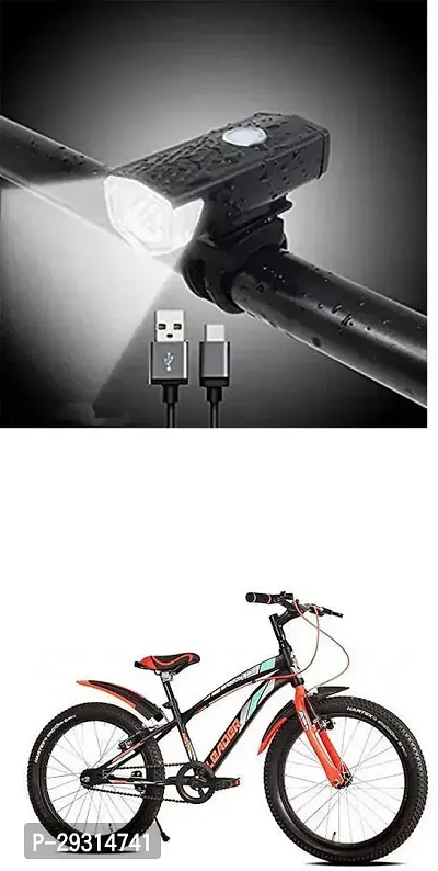 E-Shoppe USB Rechargeable Waterproof Cycle Light, High 300 Lumens Super Bright Headlight Black For Leader Speedy Bike 20T-thumb0