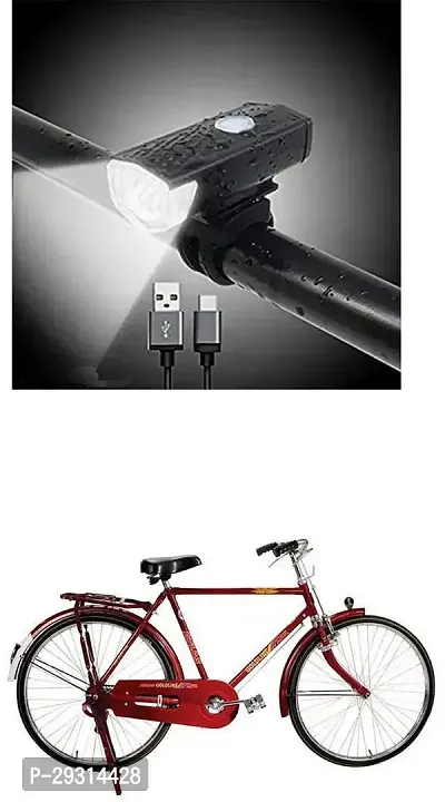 E-Shoppe USB Rechargeable Waterproof Cycle Light, High 300 Lumens Super Bright Headlight Black For GOLDLINE DLX 50 CM-thumb0