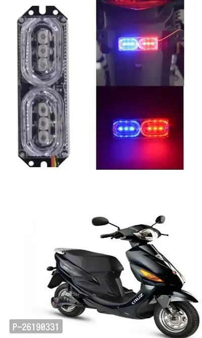 Bike/Scooty License Plate Brake Tail LED Police Red and Blue For Hero Electric Cruz-thumb0