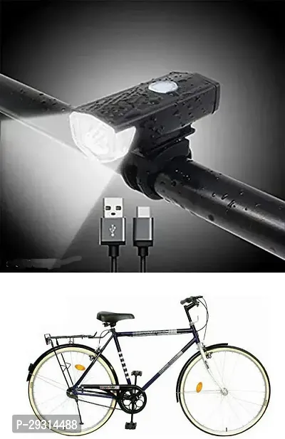 E-Shoppe USB Rechargeable Waterproof Cycle Light, High 300 Lumens Super Bright Headlight Black For PRONTO DX 26T-thumb0