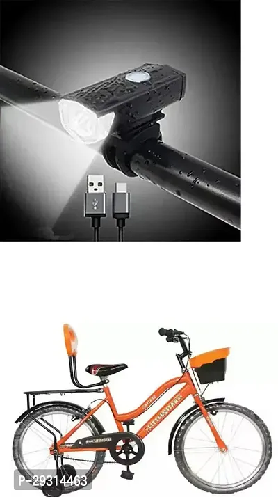 E-Shoppe USB Rechargeable Waterproof Cycle Light, High 300 Lumens Super Bright Headlight Black For Little Star 20T-thumb0