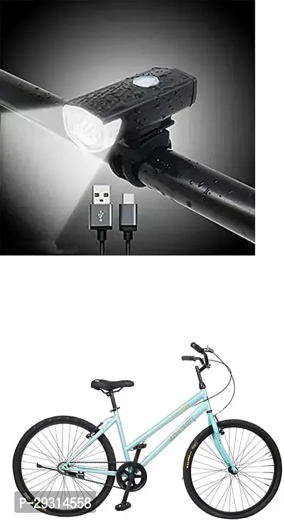 E-Shoppe USB Rechargeable Waterproof Cycle Light, High 300 Lumens Super Bright Headlight Black For Ultimate City Diva 26T