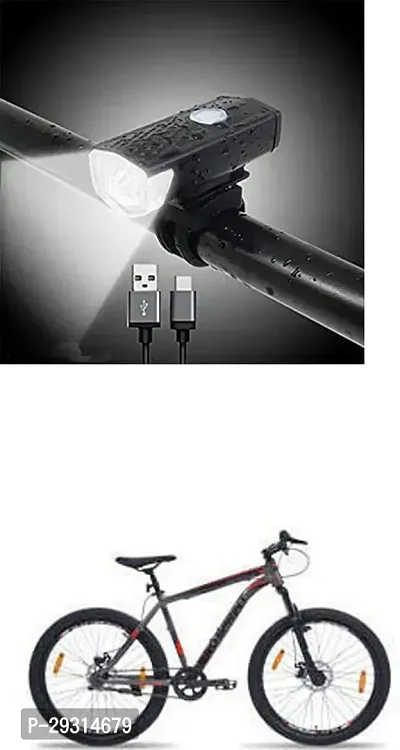 E-Shoppe USB Rechargeable Waterproof Cycle Light, High 300 Lumens Super Bright Headlight Black For HUSTLE-thumb0