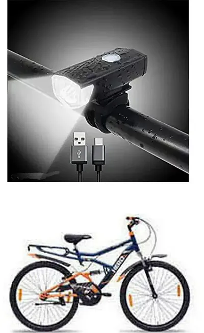 E-Shoppe USB Rechargeable Waterproof Cycle Light, High 300 Lumens Super Bright Headlight Black For 310x160