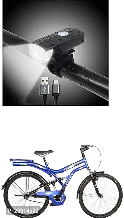 E-Shoppe USB Rechargeable Waterproof Cycle Light, High 300 Lumens Super Bright Headlight Black For Sketch 26T-thumb0