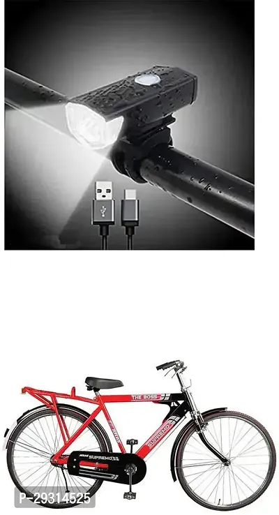 E-Shoppe USB Rechargeable Waterproof Cycle Light, High 300 Lumens Super Bright Headlight Black For SUPREMO 50 CM