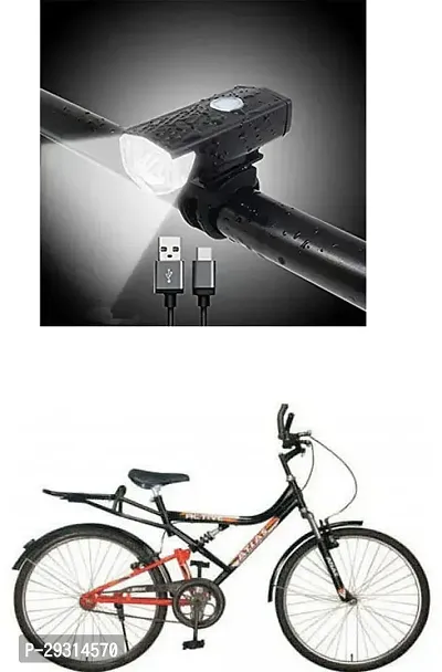 E-Shoppe USB Rechargeable Waterproof Cycle Light, High 300 Lumens Super Bright Headlight Black For Volut Dshox Ibc 26T