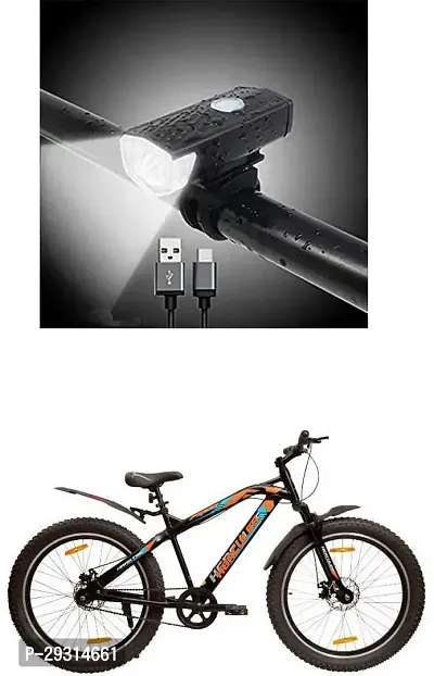 E-Shoppe USB Rechargeable Waterproof Cycle Light, High 300 Lumens Super Bright Headlight Black For FX100-thumb0