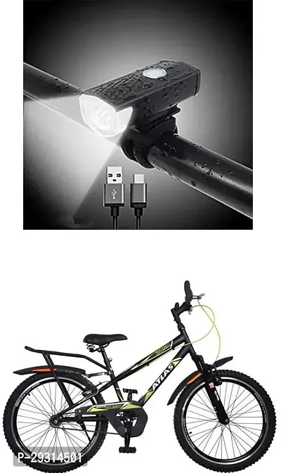 E-Shoppe USB Rechargeable Waterproof Cycle Light, High 300 Lumens Super Bright Headlight Black For Rush Ibc Fshox 24T-thumb0