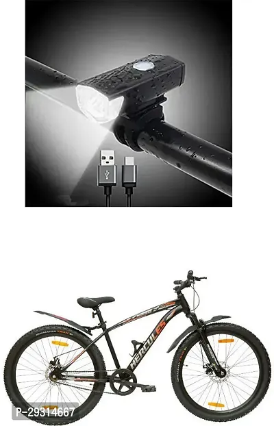 E-Shoppe USB Rechargeable Waterproof Cycle Light, High 300 Lumens Super Bright Headlight Black For FX390-thumb0