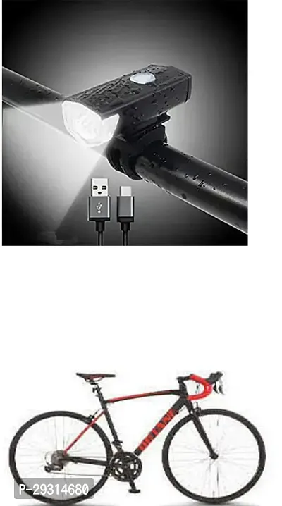 E-Shoppe USB Rechargeable Waterproof Cycle Light, High 300 Lumens Super Bright Headlight Black For IGUANA-thumb0