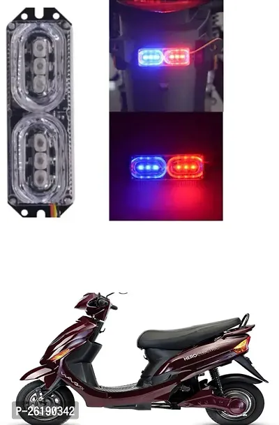 Bike/Scooty License Plate Brake Tail LED Police Red and Blue For Hero Electric Wave Dx-thumb0