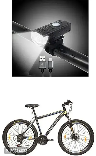 E-Shoppe USB Rechargeable Waterproof Cycle Light, High 300 Lumens Super Bright Headlight Black For CYCLUX CREW 700X35C-thumb0