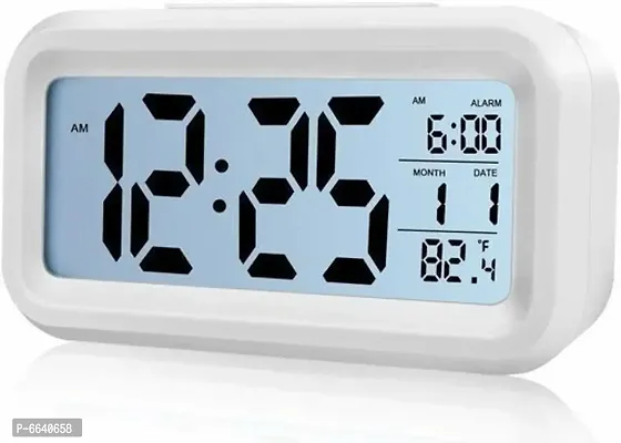 Plastic Off White Digital Alarm Clock-thumb0
