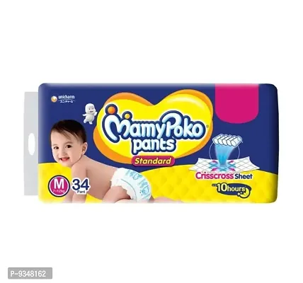 NN MamyPoko Pants Standard Baby Diapers, Medium (7 - 12 kg) 34 Pieces-thumb0