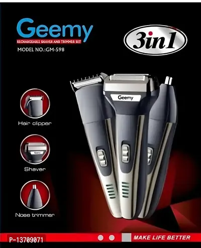 NNC GEEMY GM-598  3 IN 1 HAIR TRIMMER HAIR CLIPPER HAIR SHAVER NOSE TRIMMER-thumb0