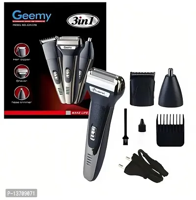 NNC GEEMY GM-598  3 IN 1 HAIR TRIMMER HAIR CLIPPER HAIR SHAVER NOSE TRIMMER-thumb3