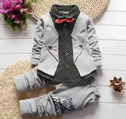 Boyand#39;s Blazer, Shirt, Bow and Pant Suit Set