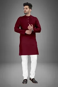 Classic Cotton Blend Solid Kurtas for Men-thumb1