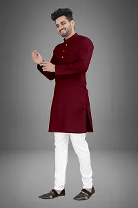 Classic Cotton Blend Solid Kurtas for Men-thumb2