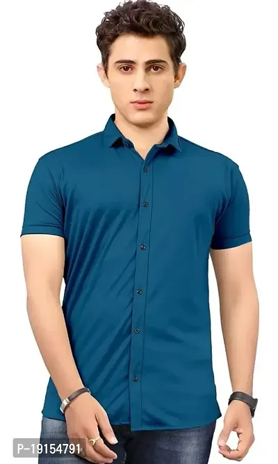 Classic Cotton Spandex Solid Casual Shirts for Men's