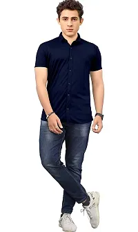 Classic Cotton Spandex Solid Casual Shirts for Men's-thumb3