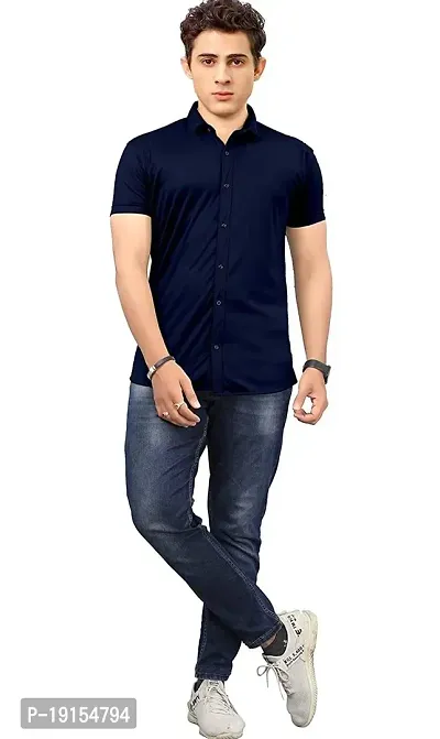 Classic Cotton Spandex Solid Casual Shirts for Men's-thumb4