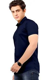 Classic Cotton Spandex Solid Casual Shirts for Men's-thumb4