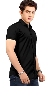 Classic Cotton Spandex Solid Casual Shirts for Men's-thumb2