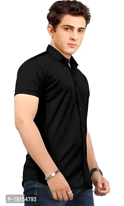 Classic Cotton Spandex Solid Casual Shirts for Men's-thumb3